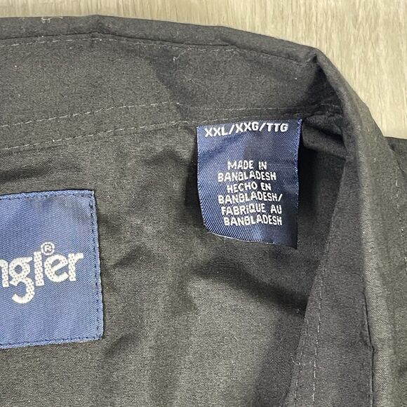 Wrangler Button Up Shirt Mens XXL 2XL Black Pearl Snap Long Sleeve Western V - Picture 5 of 8